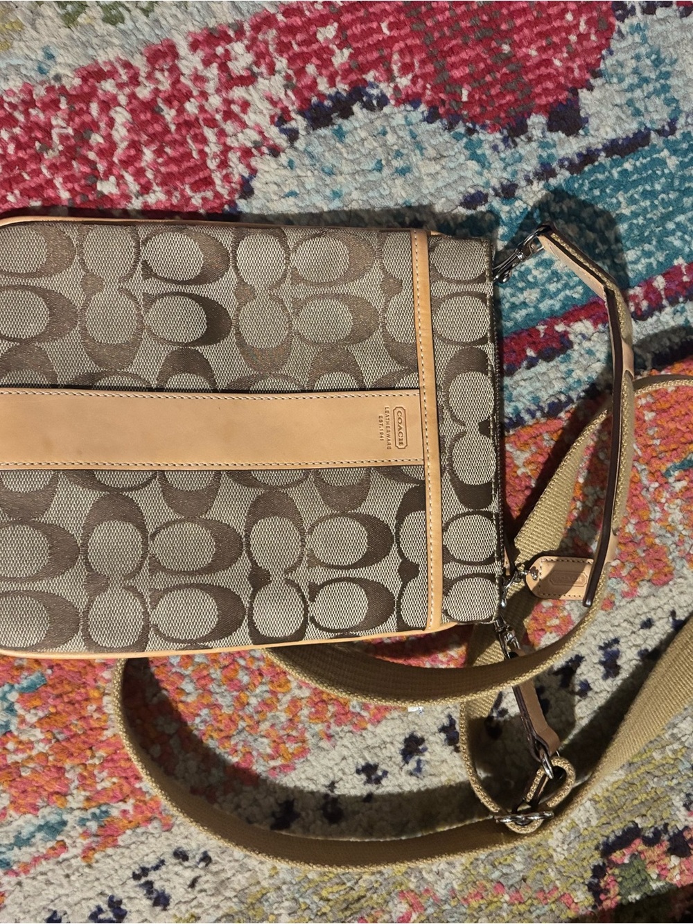 Coach Beige/Tan Signature Canvas Crossbody